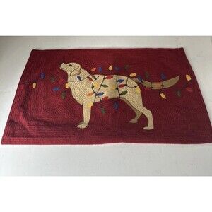 Pottery Barn Tangled Lights Lab Labrador Christmas Pillow Cover Embroidered